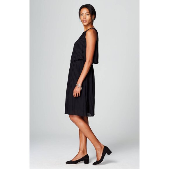 NWT J. Jill Wearever Collection Black Pleated Sleeveless Dress Formal Layered S - Picture 1 of 11